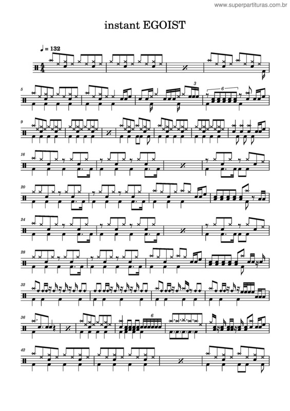 Partitura da música Instant Egoist – Unison Square Garden [Drum Score]
